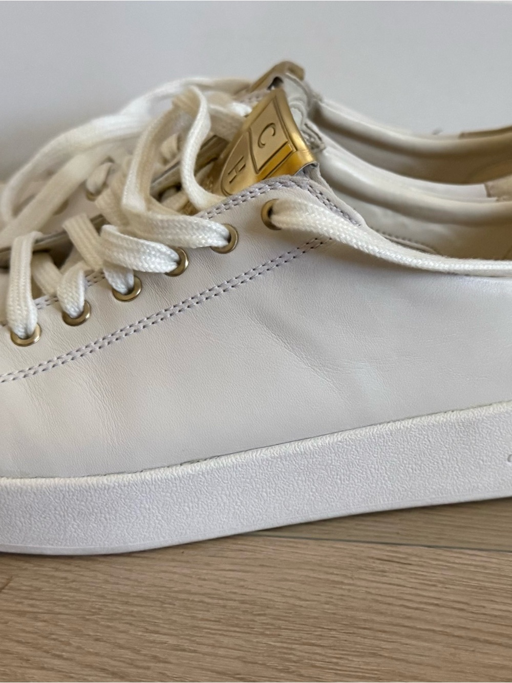 Cole Haan Cream Leather Low-Top Sneakers